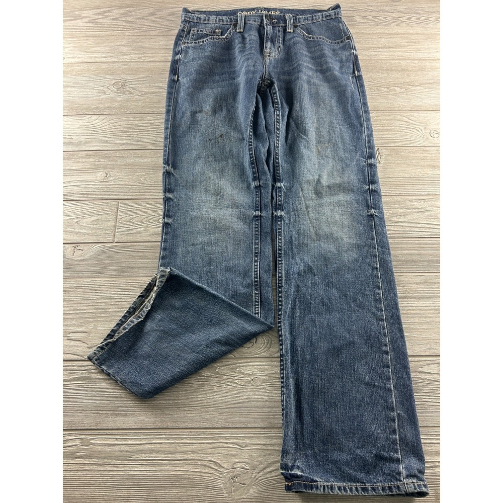 Cody James Mens Bootcut Jeans Medium Dark Wash Denim 30X34 Cotton